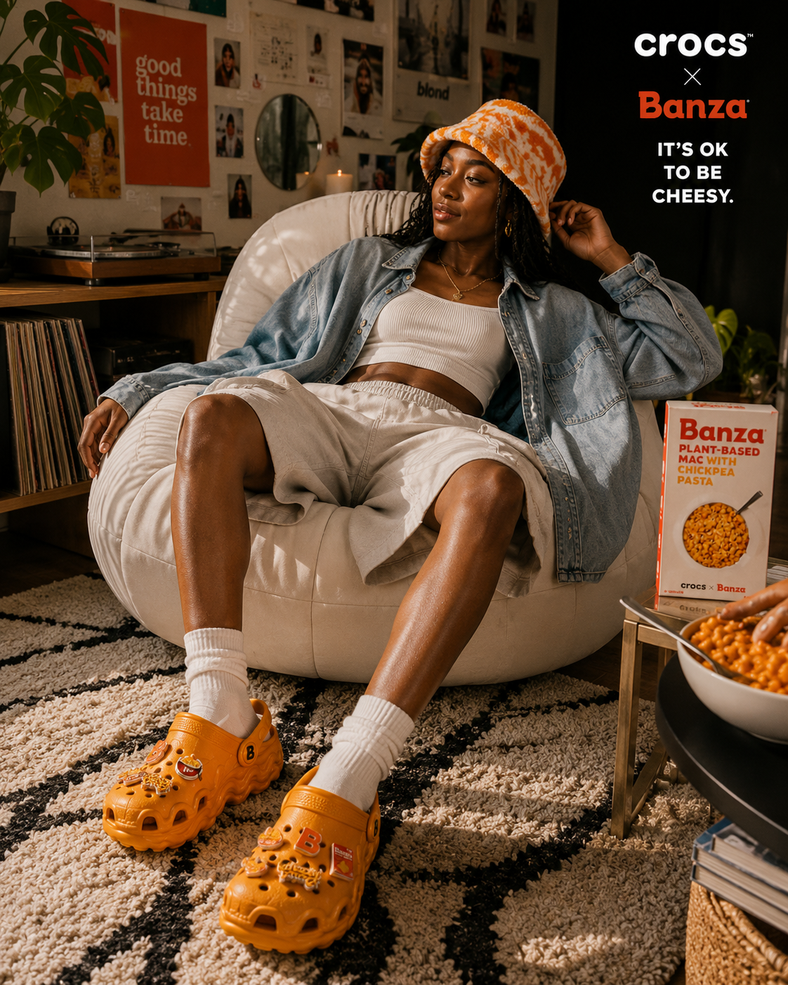 Lifestyle shot of the Crocs x Banza collection