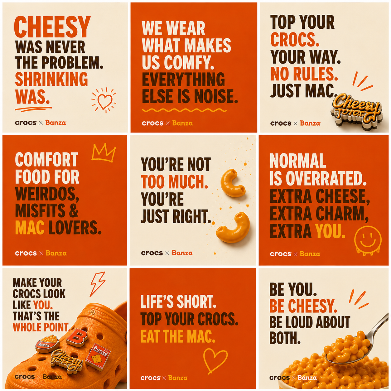 Crocs x Banza social media content grid