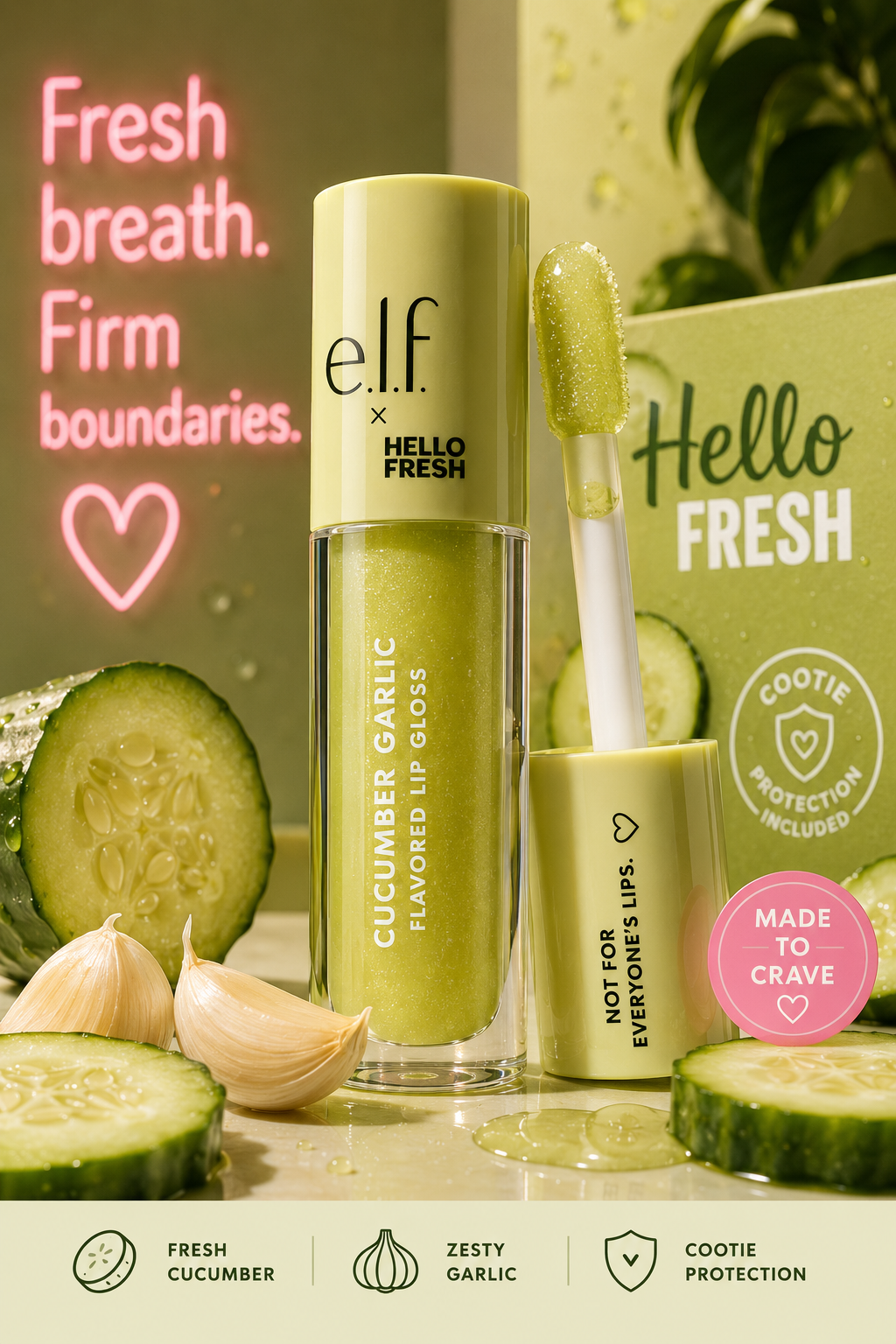 Fresh Boundaries lifestyle product shot with neon sign