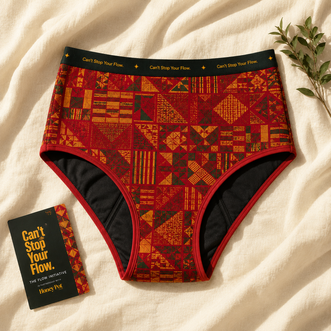 Can't Stop Your Flow patterned period underwear